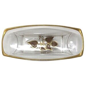 Vintage Georges Briard Candy Dish MCM Hand Painted Copper Brown & Gold Leaf